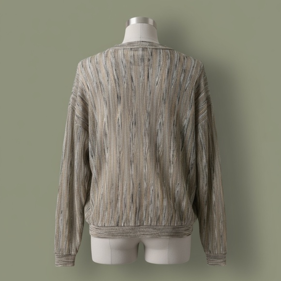 J.W.E. Designs V-Neck Textured Sweater Taupe XL - Picture 2 of 10